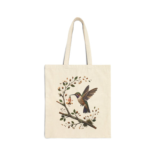 Driftwood-Hummingbird Cotton Canvas Tote Bag