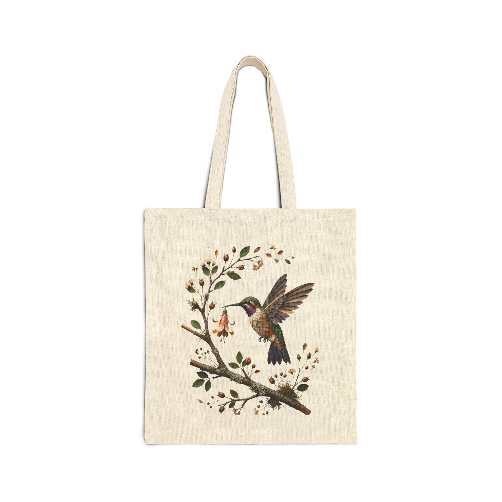 Driftwood-Hummingbird Cotton Canvas Tote Bag