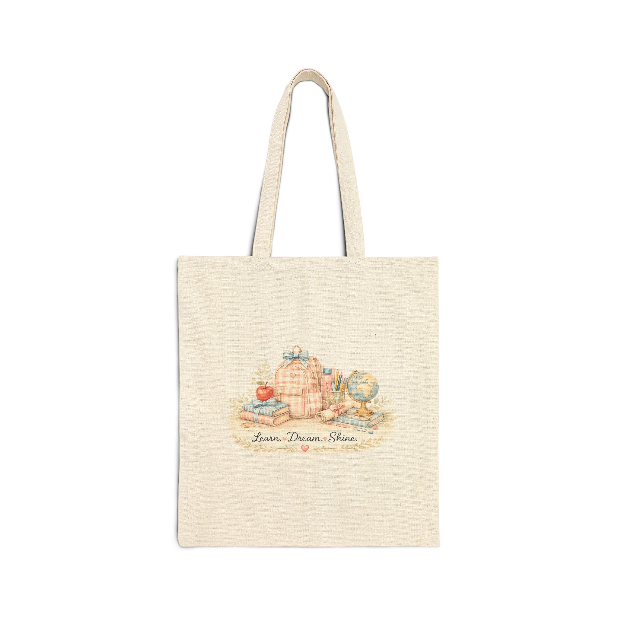 Back to School Canvas Tote Bag for Kids & Teachers | Cute School Supply Bag | Teacher Gift | Reusable Cotton Book Bag | Student Tote | Classroom Essentials
