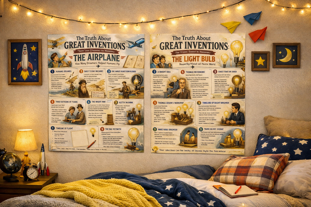 Airplane Invention STEM History Poster • 11x14 Homeschool Wall Art