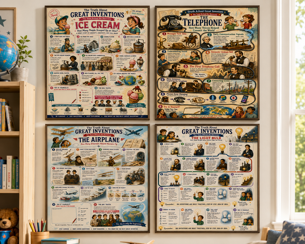 Airplane Invention STEM History Poster • 11x14 Homeschool Wall Art