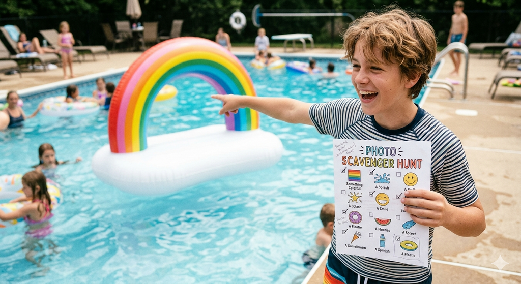 Kids Summer Pool Party Planner | Safety Checklist, Sunscreen Tracker, Scavenger Hunt | Instant Download PDF