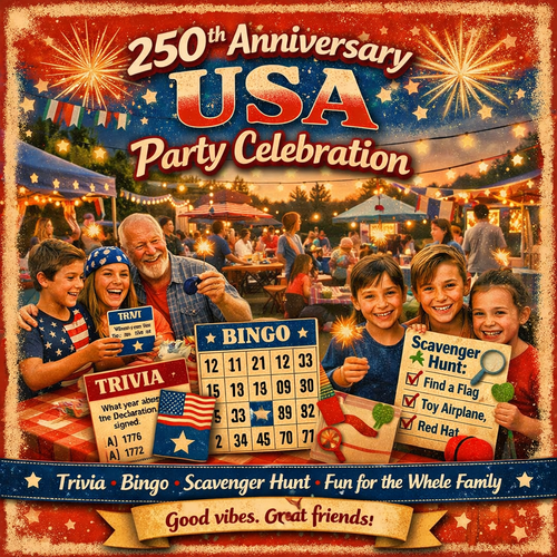 4th of July Printable Bingo Game Set