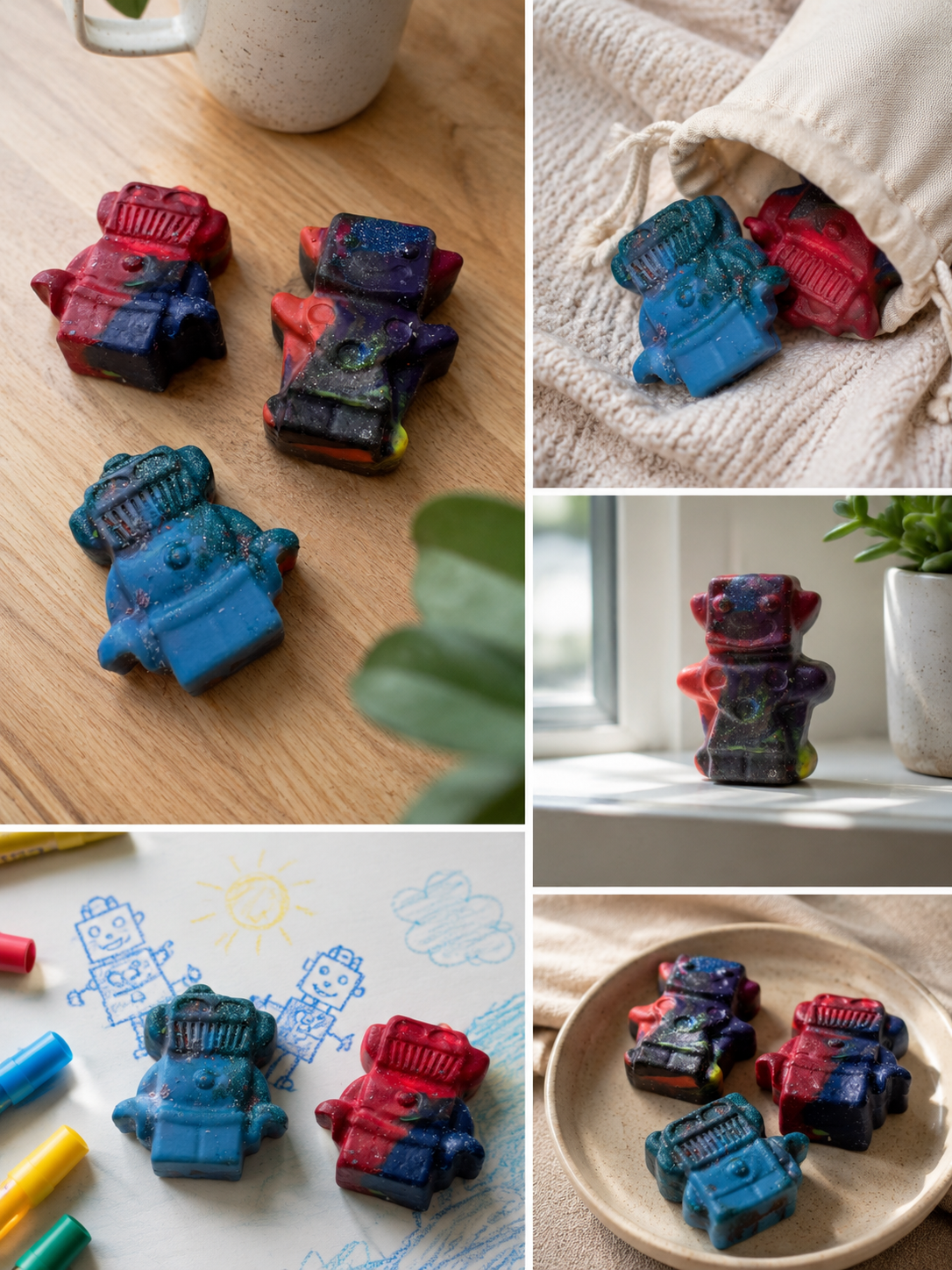 Robot Crayons Set of 3 | Back to School Supplies | Classroom Prize | Teacher Reward | Kids Coloring Gift | STEM Party Favor